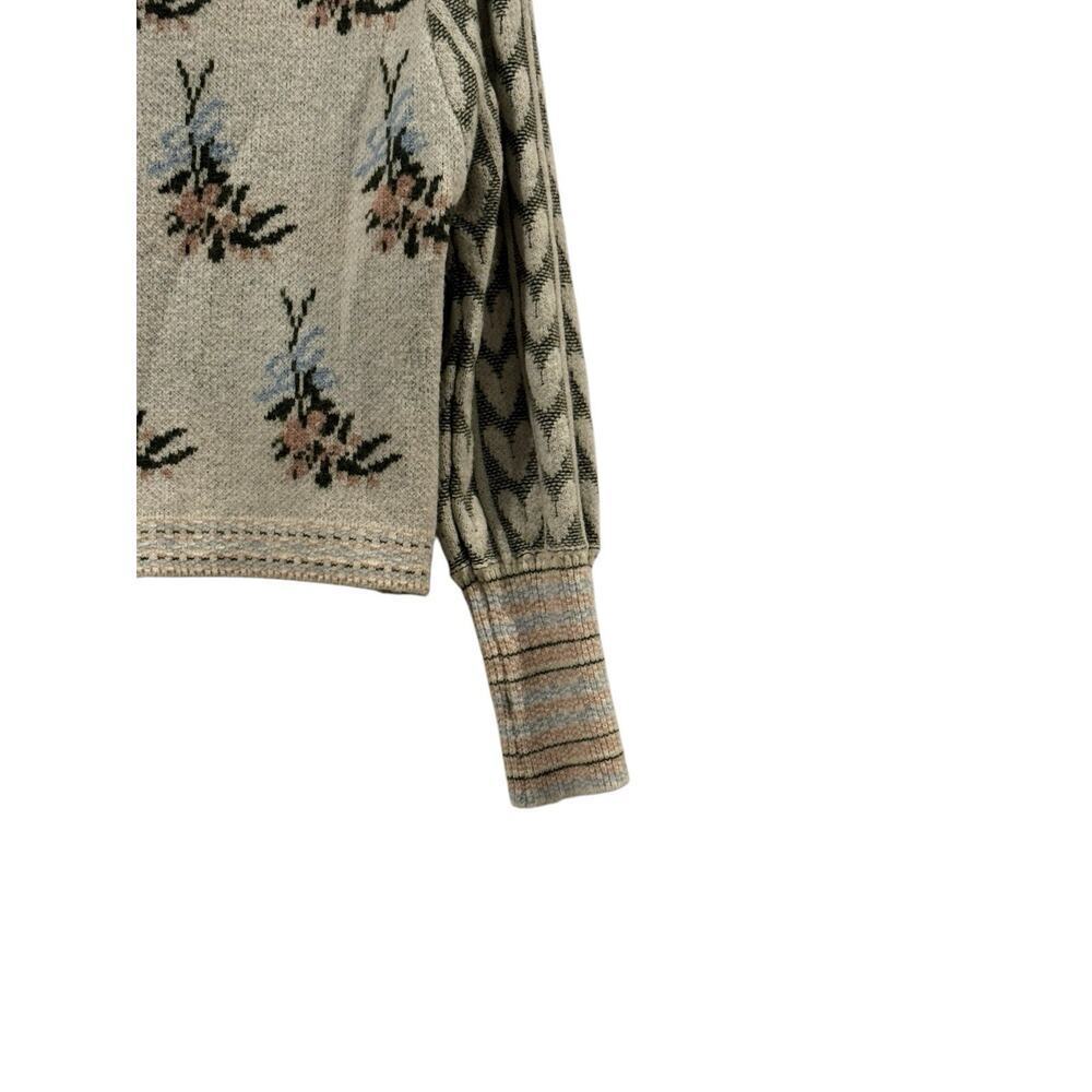 Sunday Up Floral Heart Ruffle Crewneck Knit Sweater Women’s Medium Cider - Picture 9 of 14